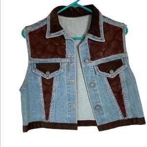 Vintage 90s Women’s USMC Vest Suede & Denim Med Women’s Marine Corps Aviation